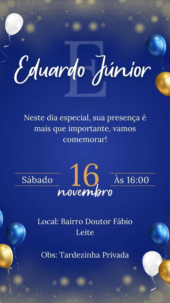 Exemplo de convite digital de aniversário adulto
